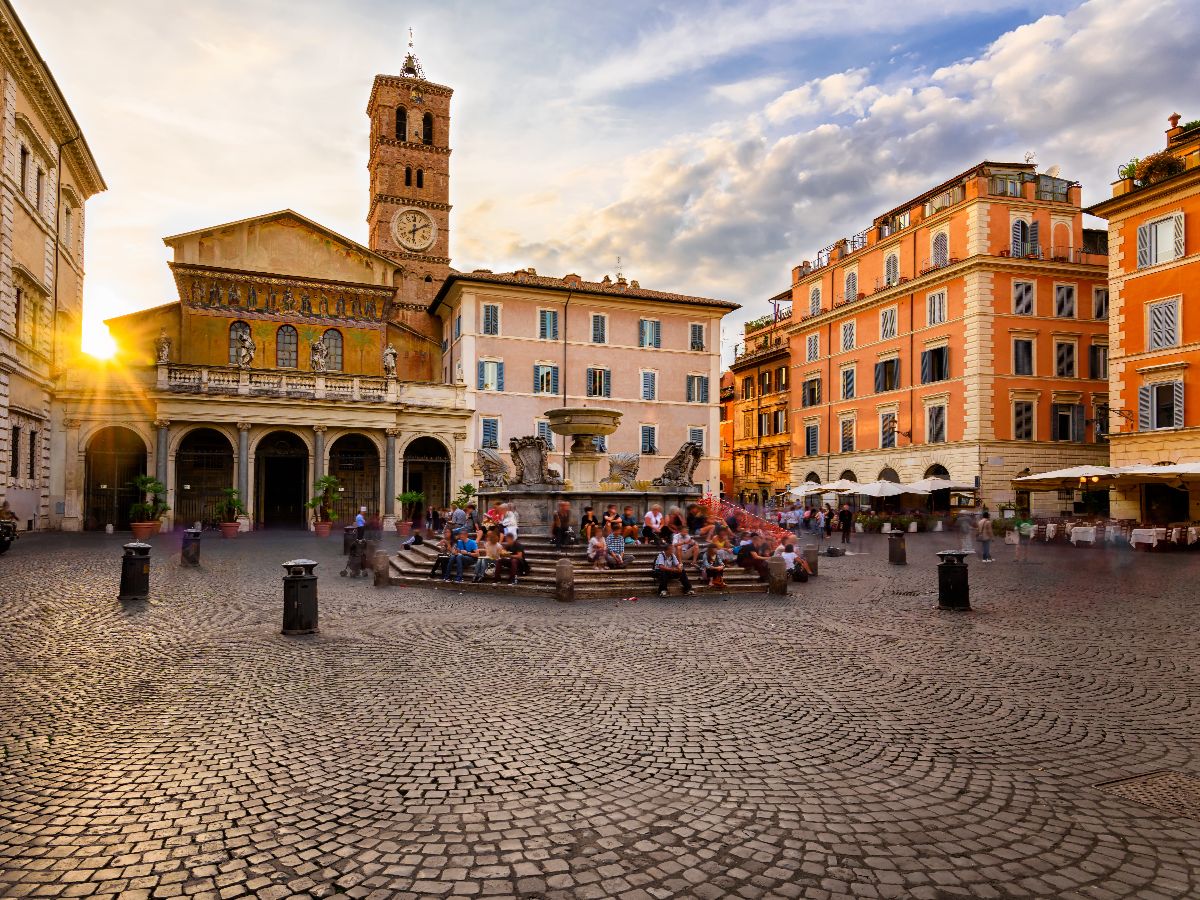 Sunset view of St. Mary in Trastevere