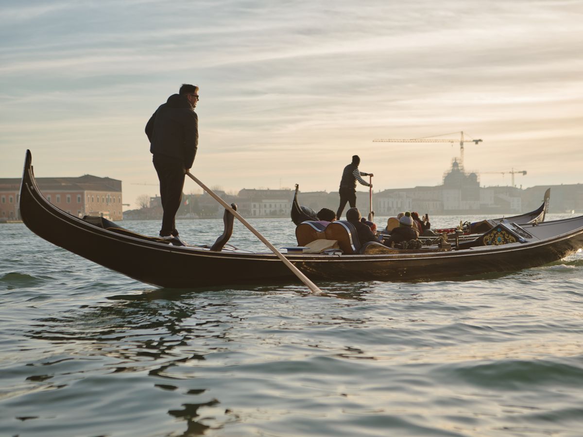 Gondola ride in venice with view